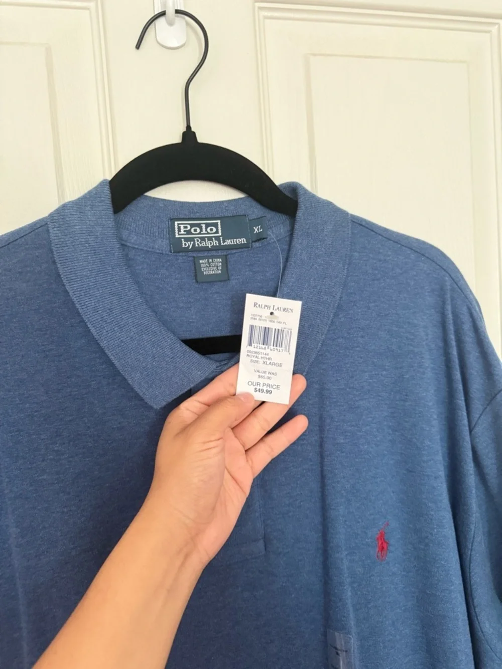 Ralph Lauren Men’s Heathered Blue Polo with Red Pony
